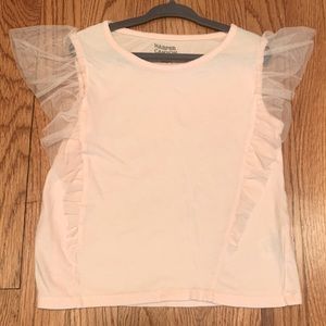 Harper Canyon Lace Sleeve Pink Shirt - size 4